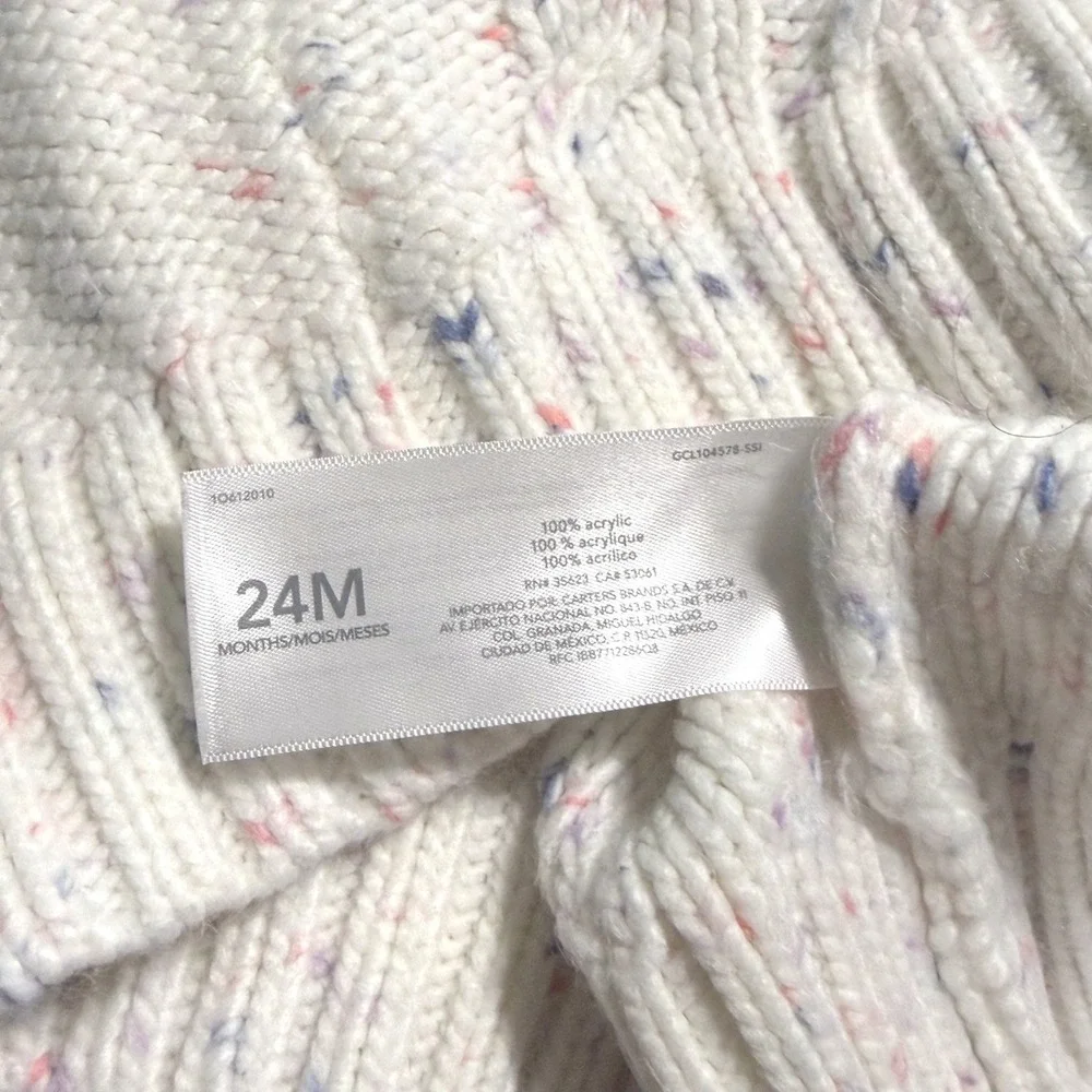 OshKosh Bgosh Kids Confetti Cable‎ Knit Sweater Cream Multi 24M